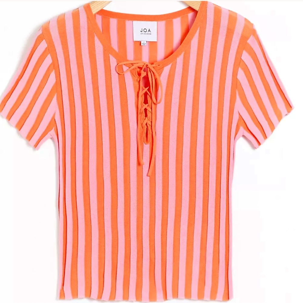 J.O.A Mandy Lace-Up Knit Tee Size Small